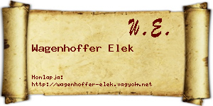 Wagenhoffer Elek névjegykártya